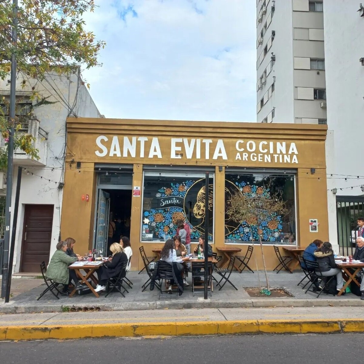 Exterior view of Santa Evita restaurant in Buenos Aires.
